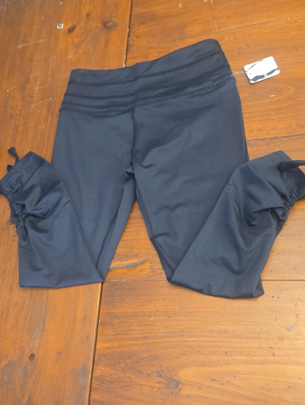 Nwt Free People Black Capri Leggings with Ruched Tie Hem Size S
